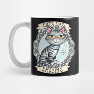 Cute Gray Kitty Cat on Silver Cats are Amazing Mug